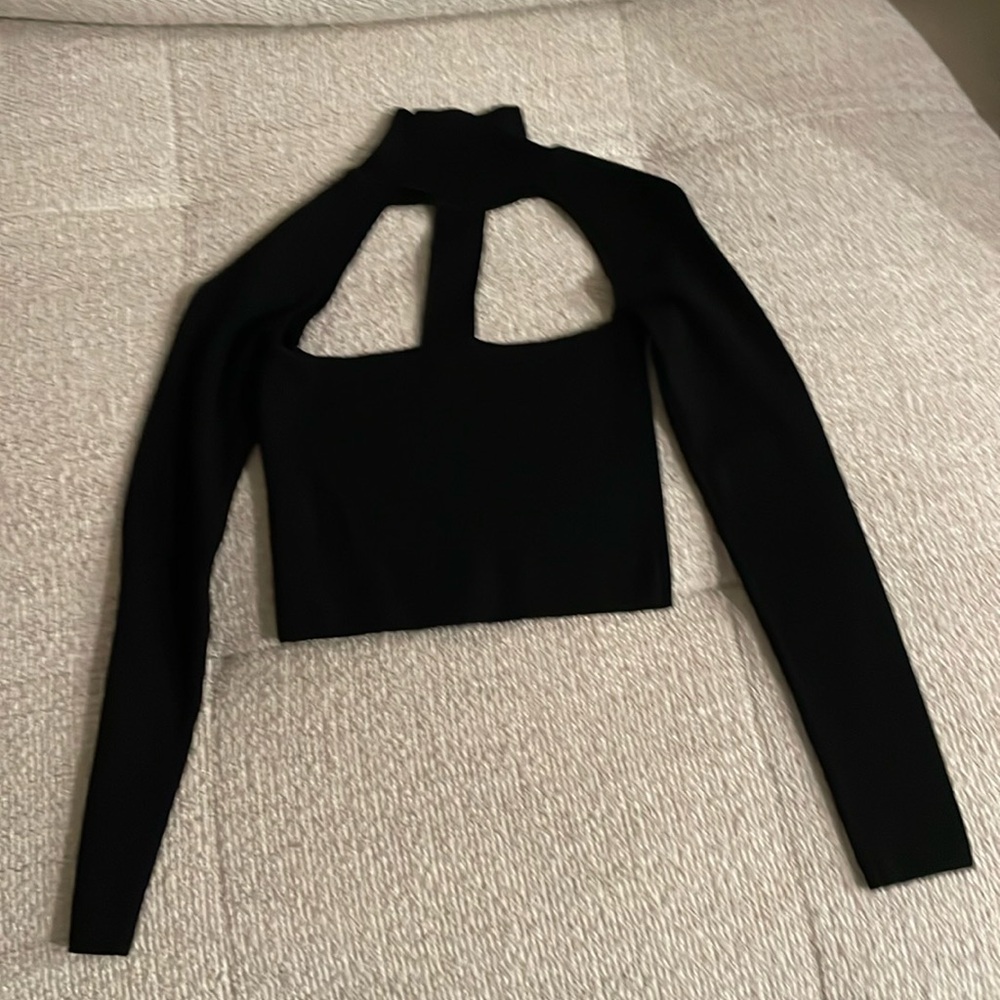 Zara black cut out crop sweater